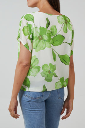 Floral Watercolour Tie Front Blouse