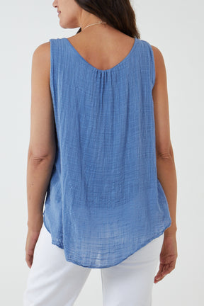 Double Layer Scoop Neck Necklace Vest