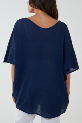 Oversized Cotton Batwing Blouse