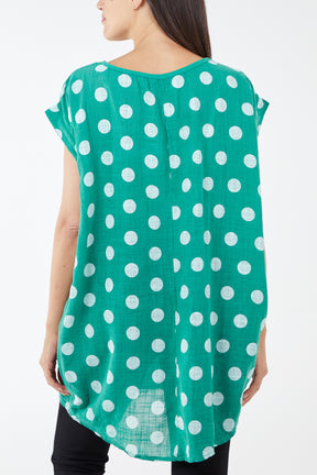 100% Cotton Oversized Polka Dot Top