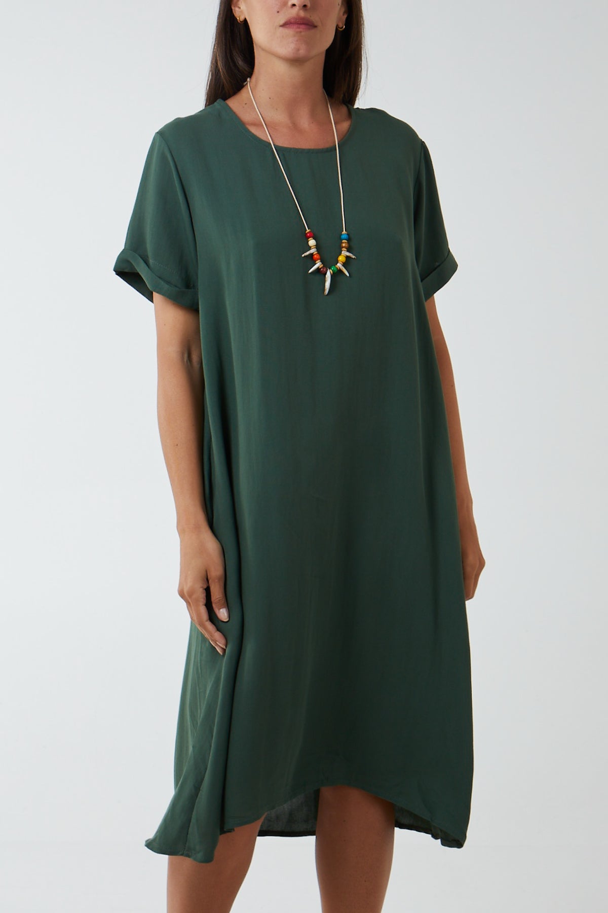 Necklace Shift Pocket Dress Tie Back Dress