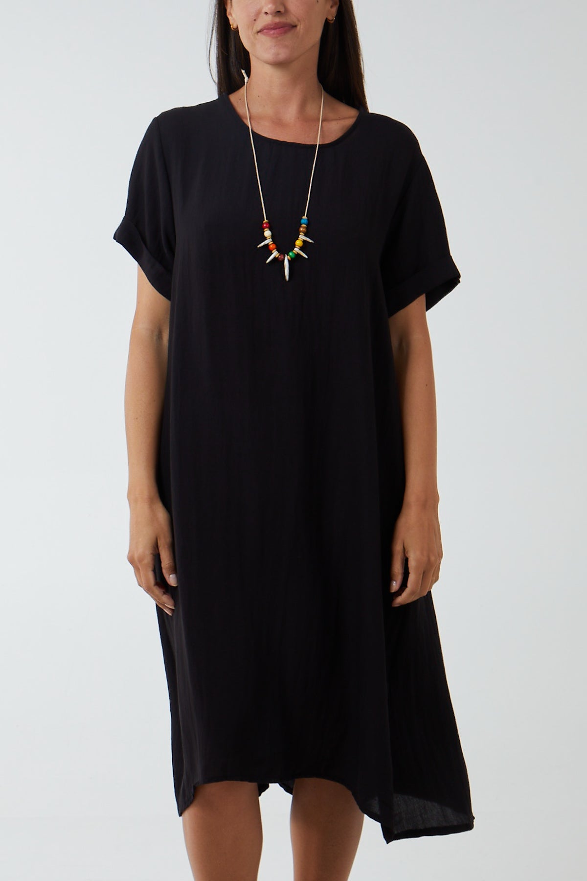 Necklace Shift Pocket Dress Tie Back Dress