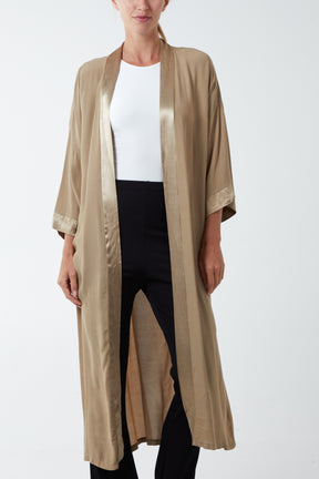 Satin Trim Longline Kimono