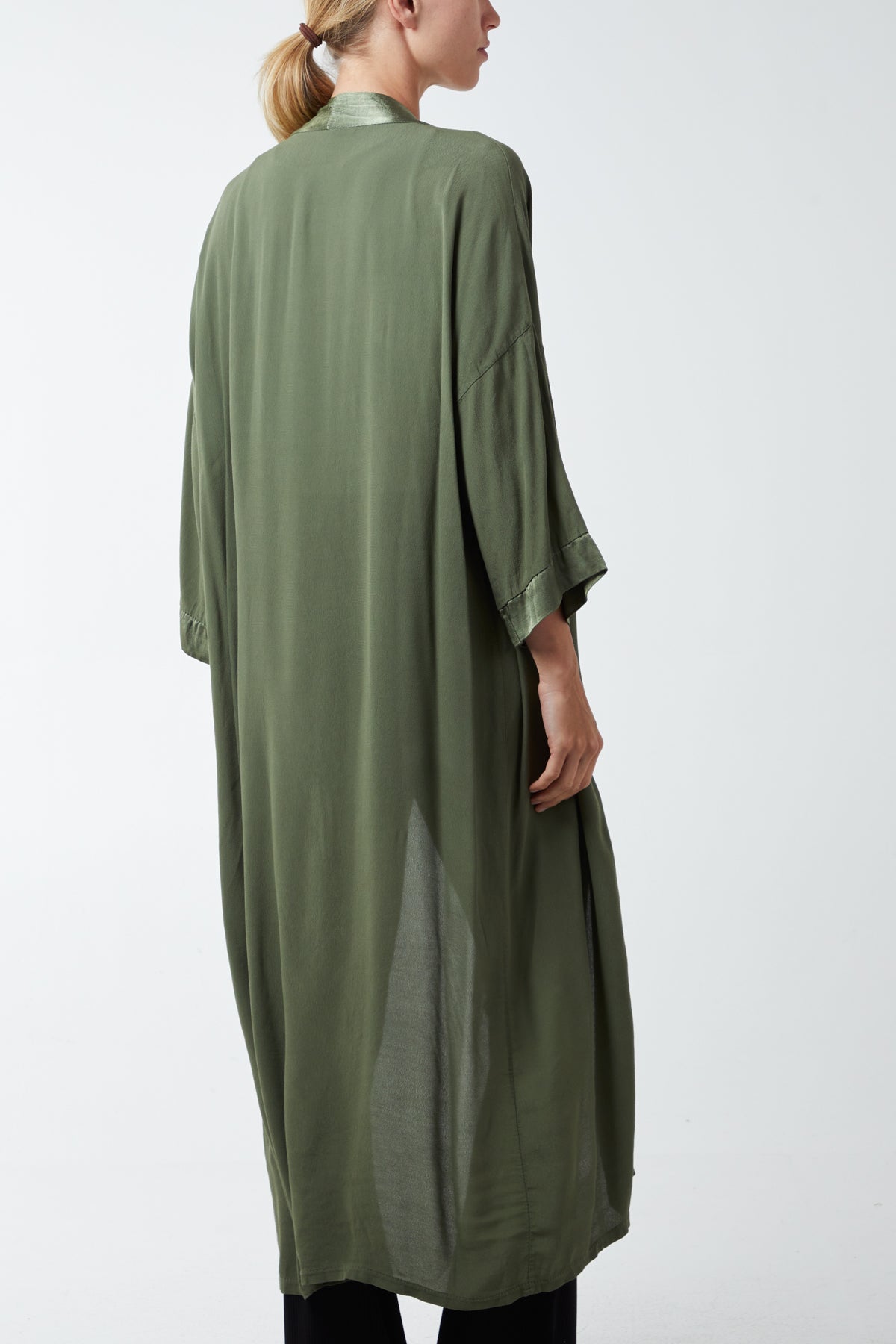 Satin Trim Longline Kimono