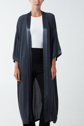 Satin Trim Longline Kimono