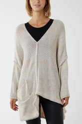 Exposed Seams Deconstructed Pocket Oversized Jumper
