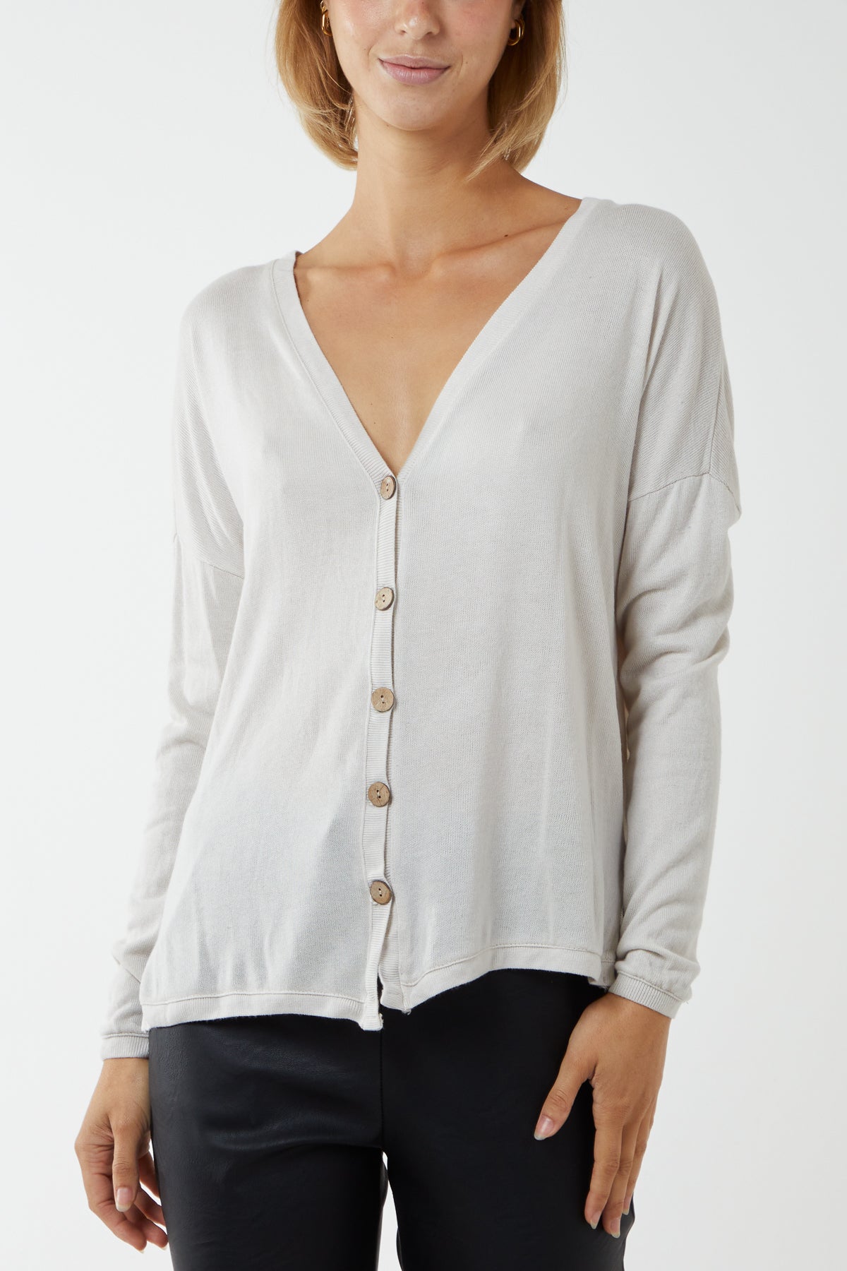 Fine Knit Button Cropped Cardigan