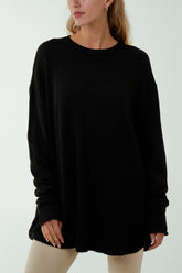Pocket Crew Neck Oversized Jumper