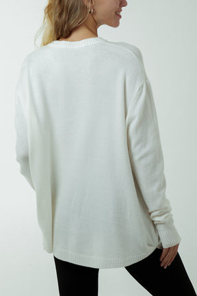 Pocket Crew Neck Oversized Jumper