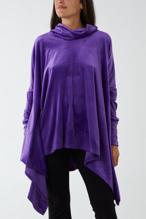 Velour Oversized Roll Neck Jumper
