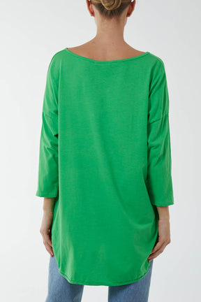 V-Neck Jersey Dip Hem Top