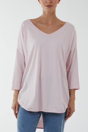 V-Neck Jersey Dip Hem Top