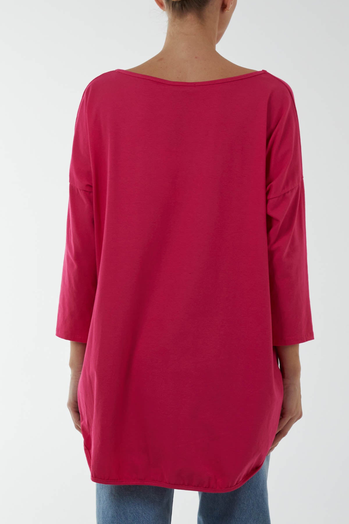 V-Neck Jersey Dip Hem Top