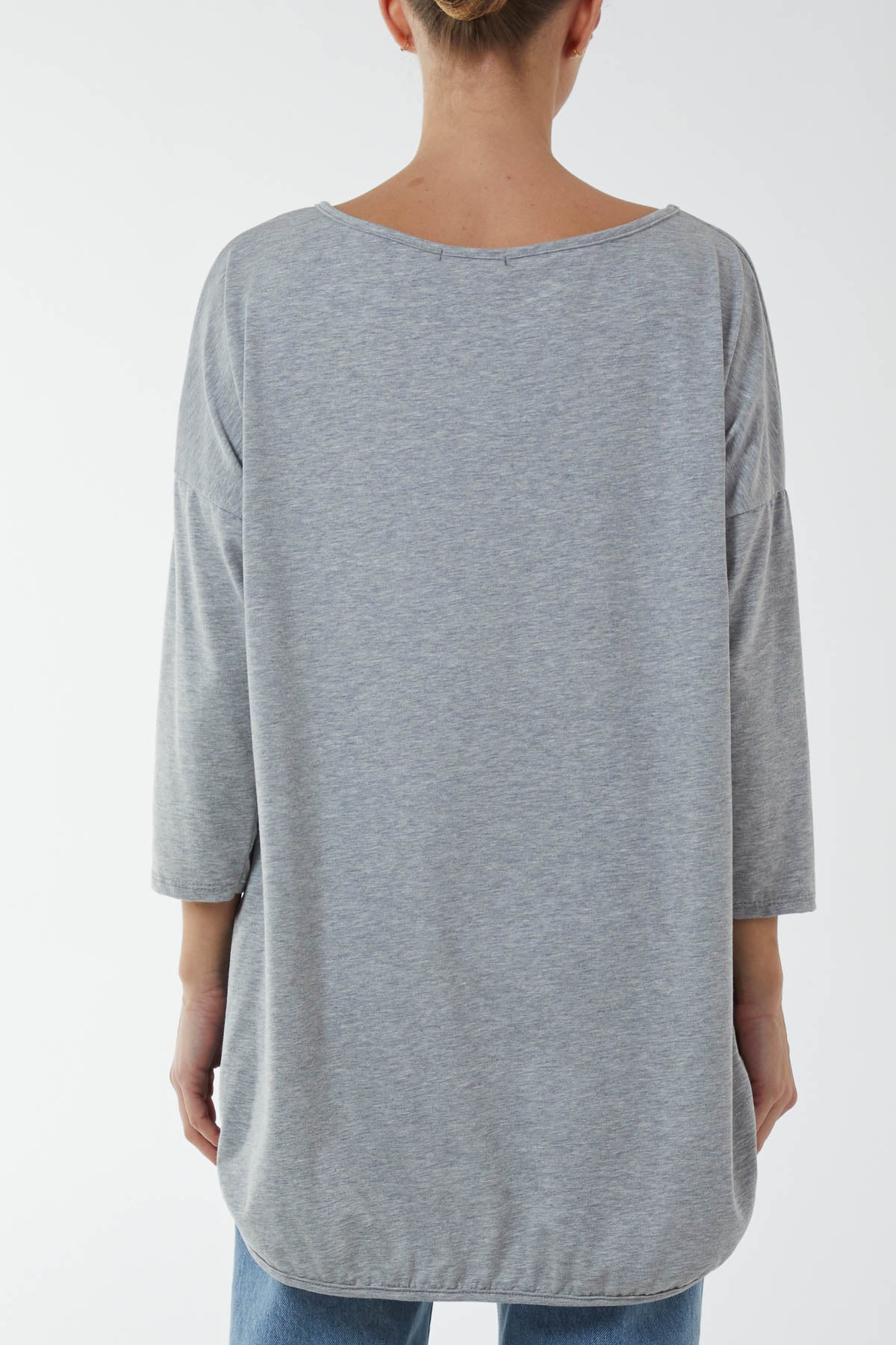 V-Neck Jersey Dip Hem Top