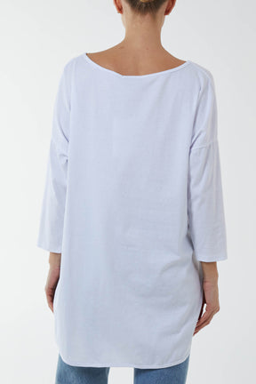 V-Neck Jersey Dip Hem Top