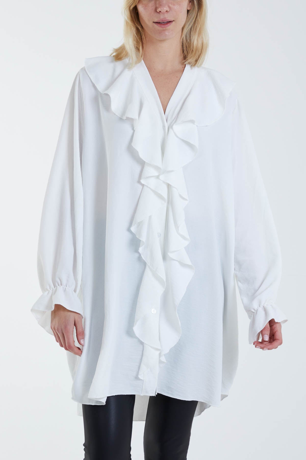 Flounce Poly Crepe Oversized Shirt