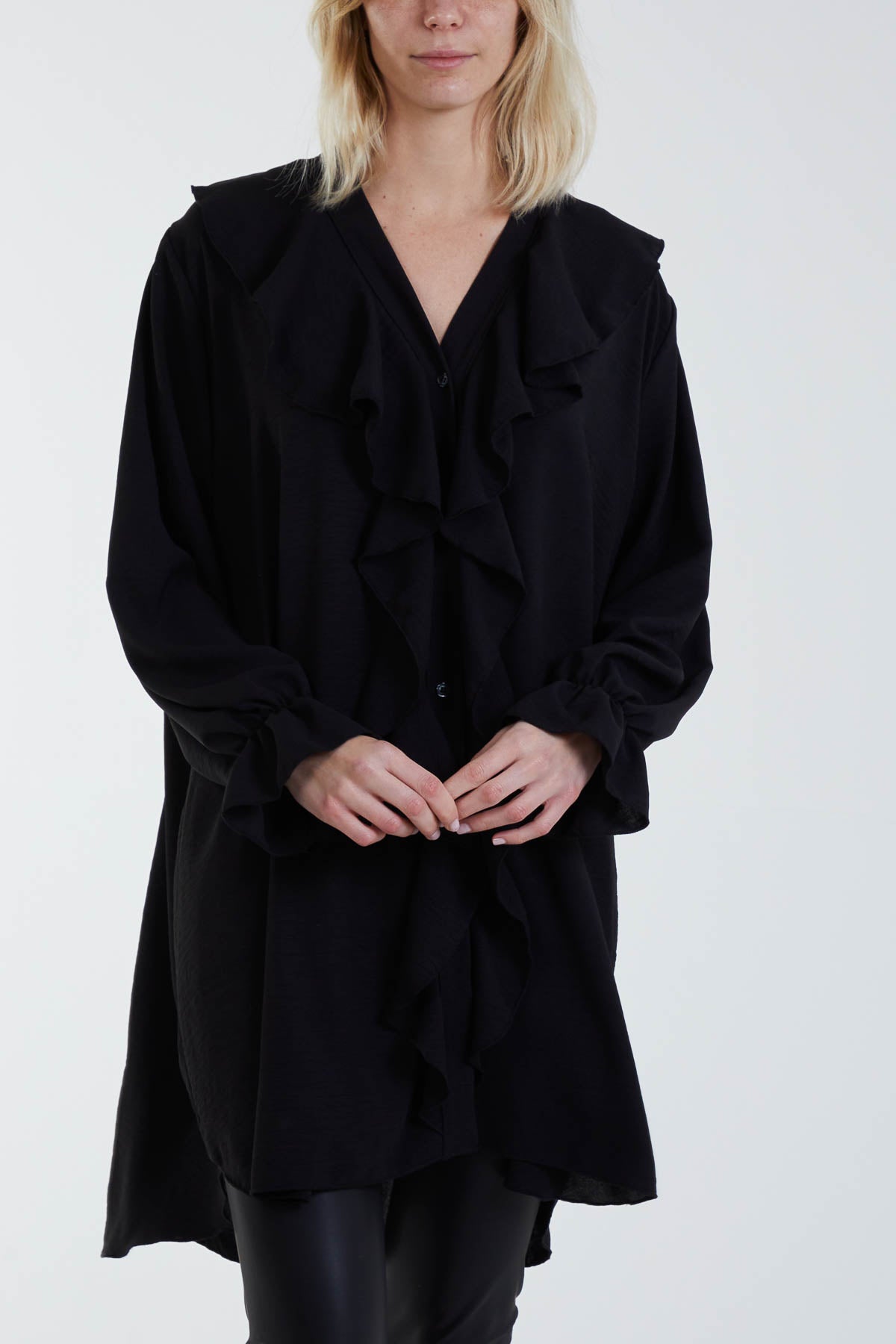 Flounce Poly Crepe Oversized Shirt