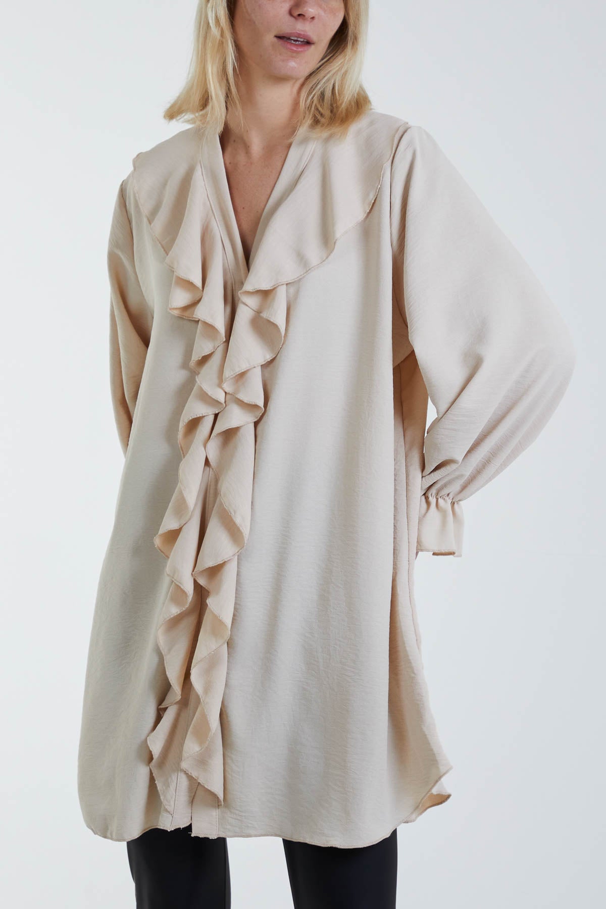 Flounce Poly Crepe Oversized Shirt