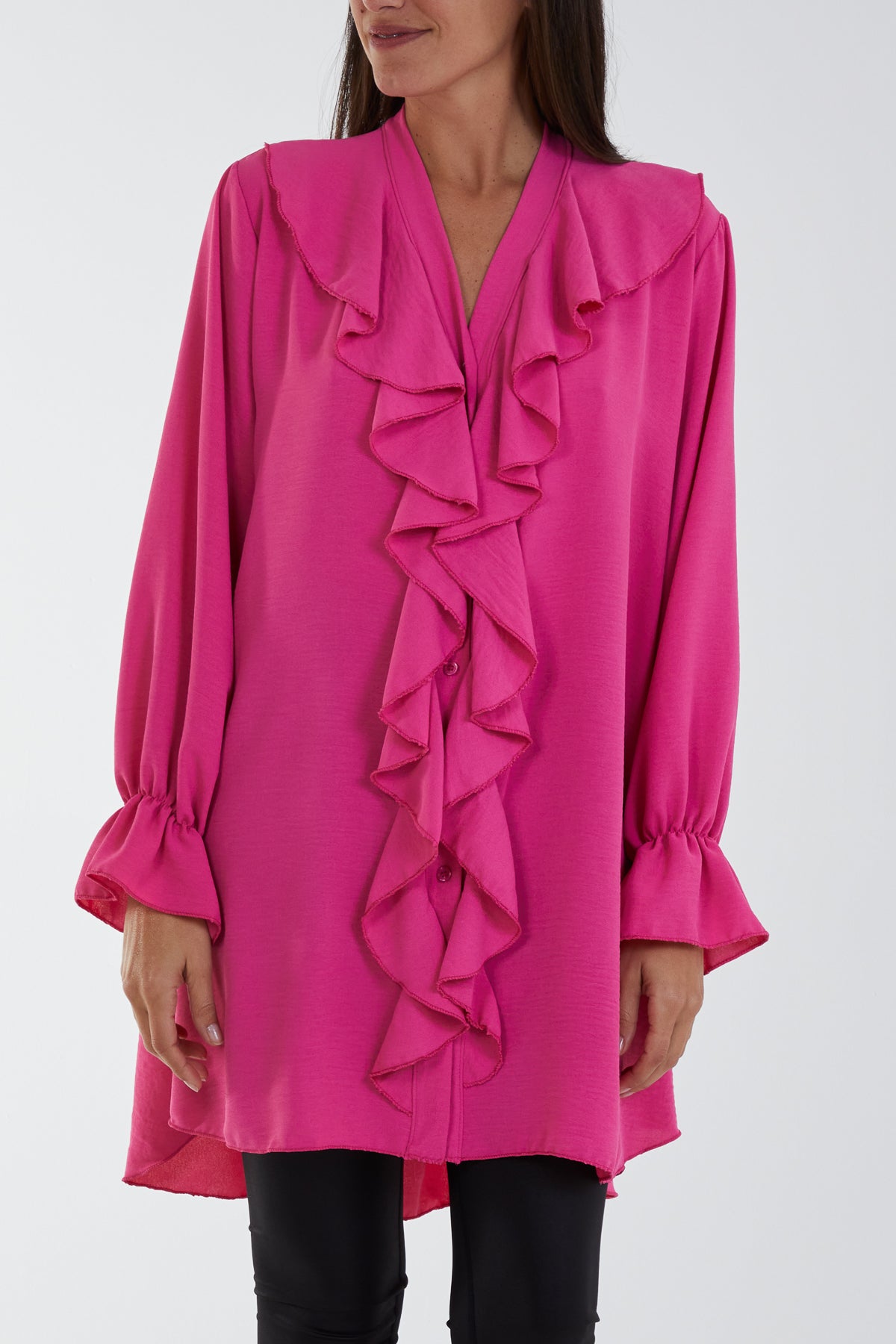 Flounce Poly Crepe Oversized Shirt