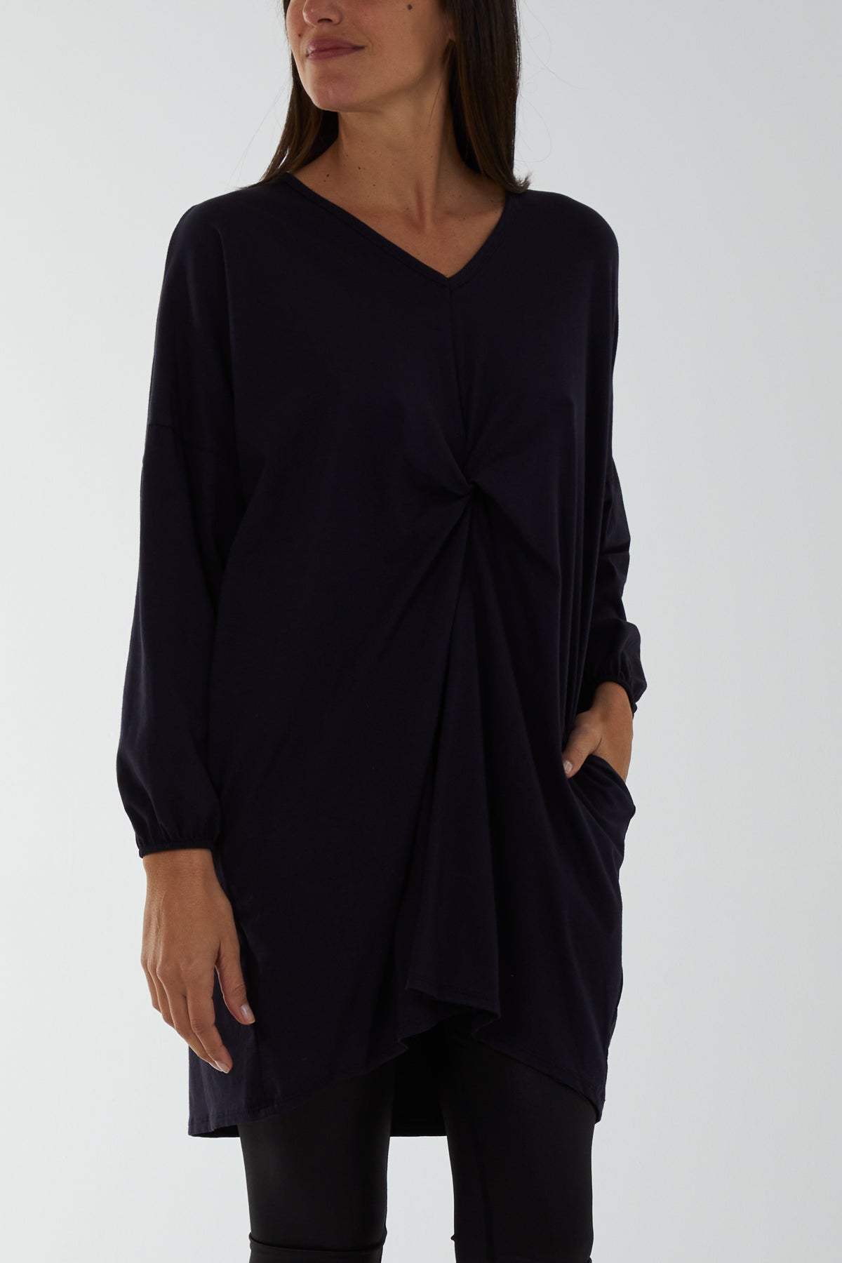 Twisted Front Cotton Tunic Dress
