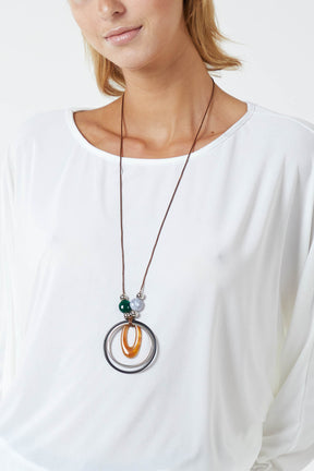 Round Neck Bubble Hem Necklace Blouse