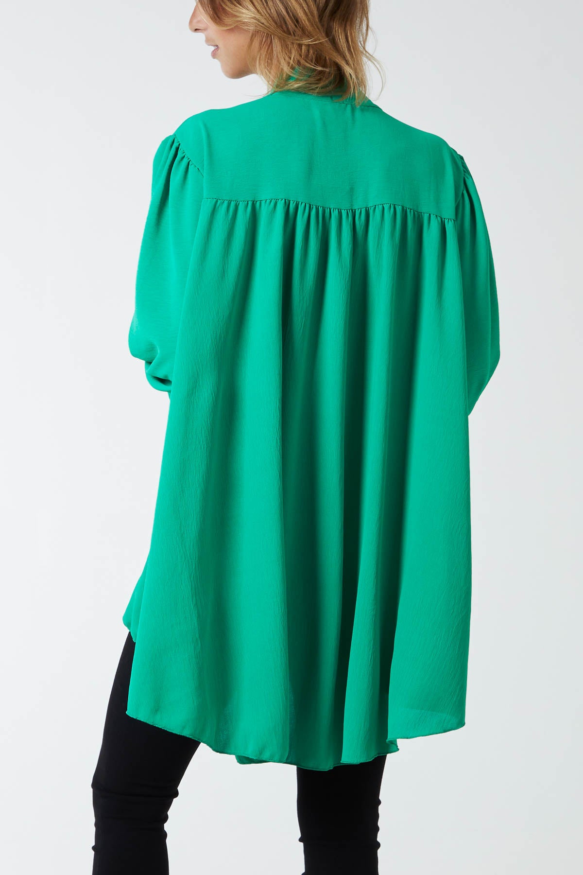 Oversized Pussy Bow Button Blouse