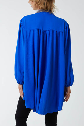 Oversized Pussy Bow Button Blouse
