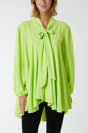 Oversized Pussy Bow Button Blouse