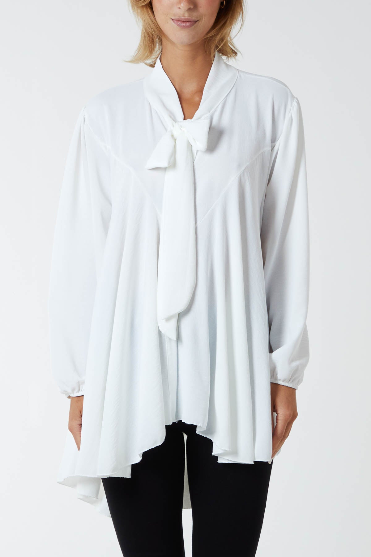 Oversized Pussy Bow Button Blouse