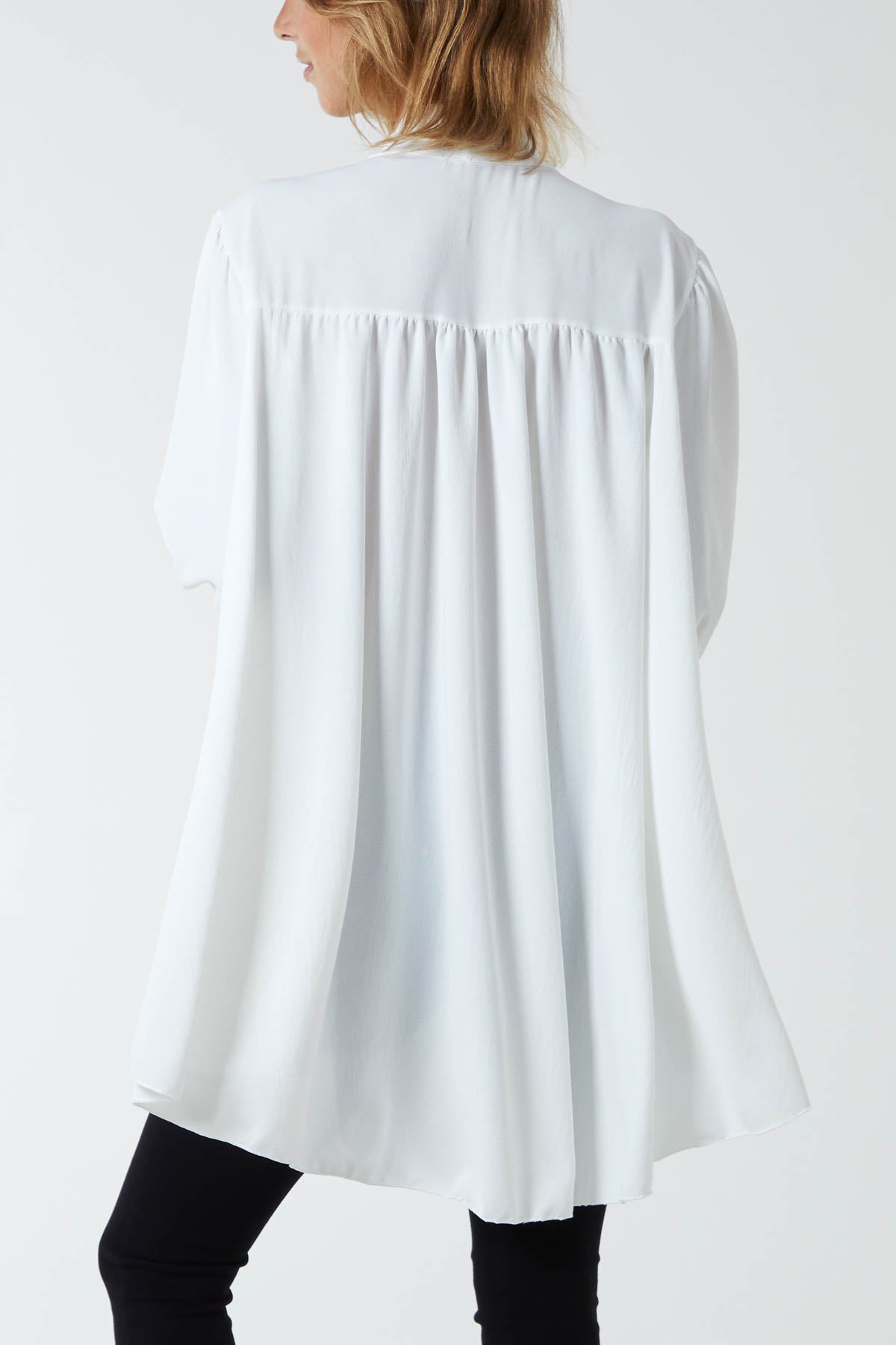 Oversized Pussy Bow Button Blouse