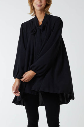 Oversized Pussy Bow Button Blouse