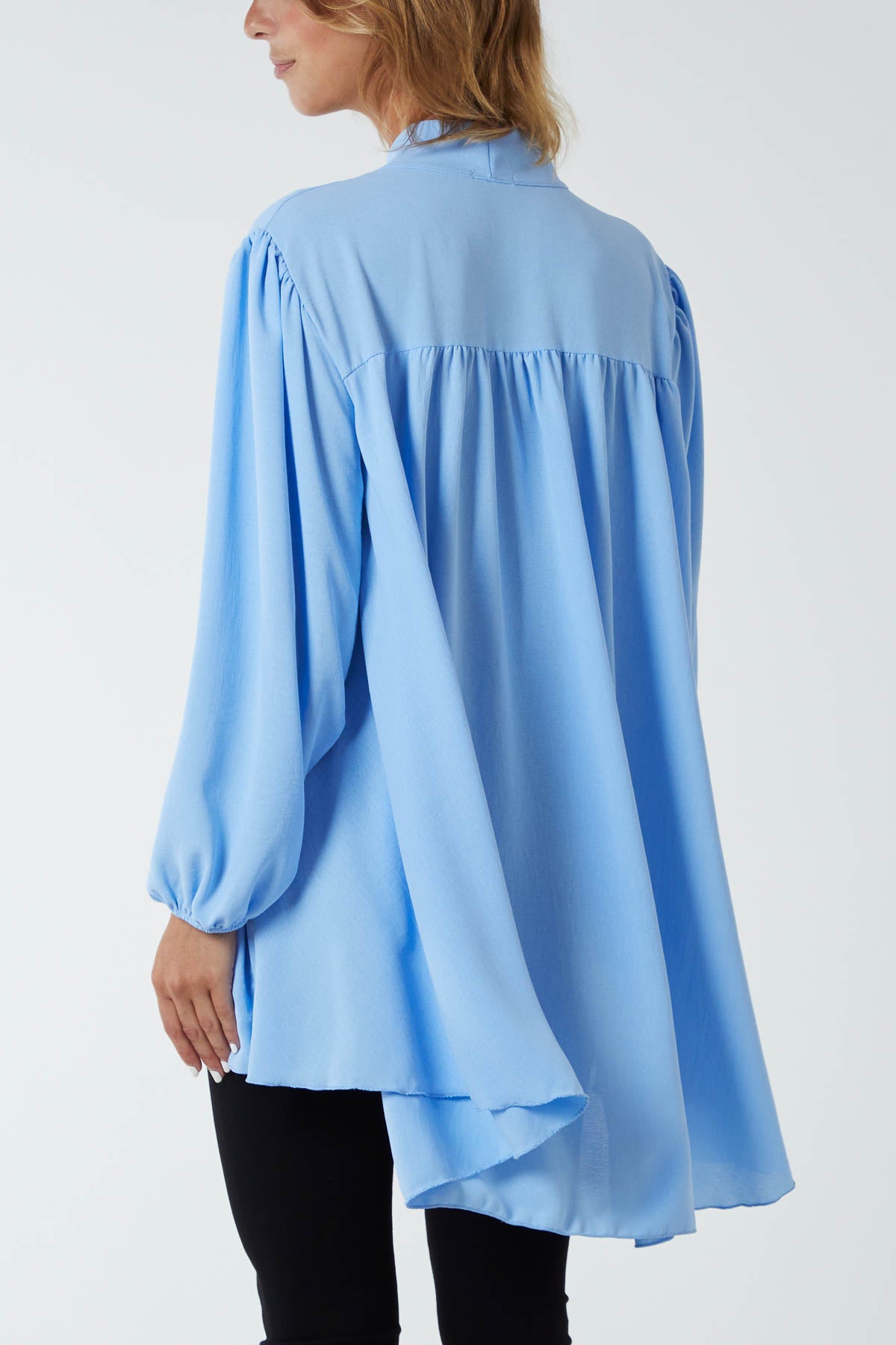 Oversized Pussy Bow Button Blouse