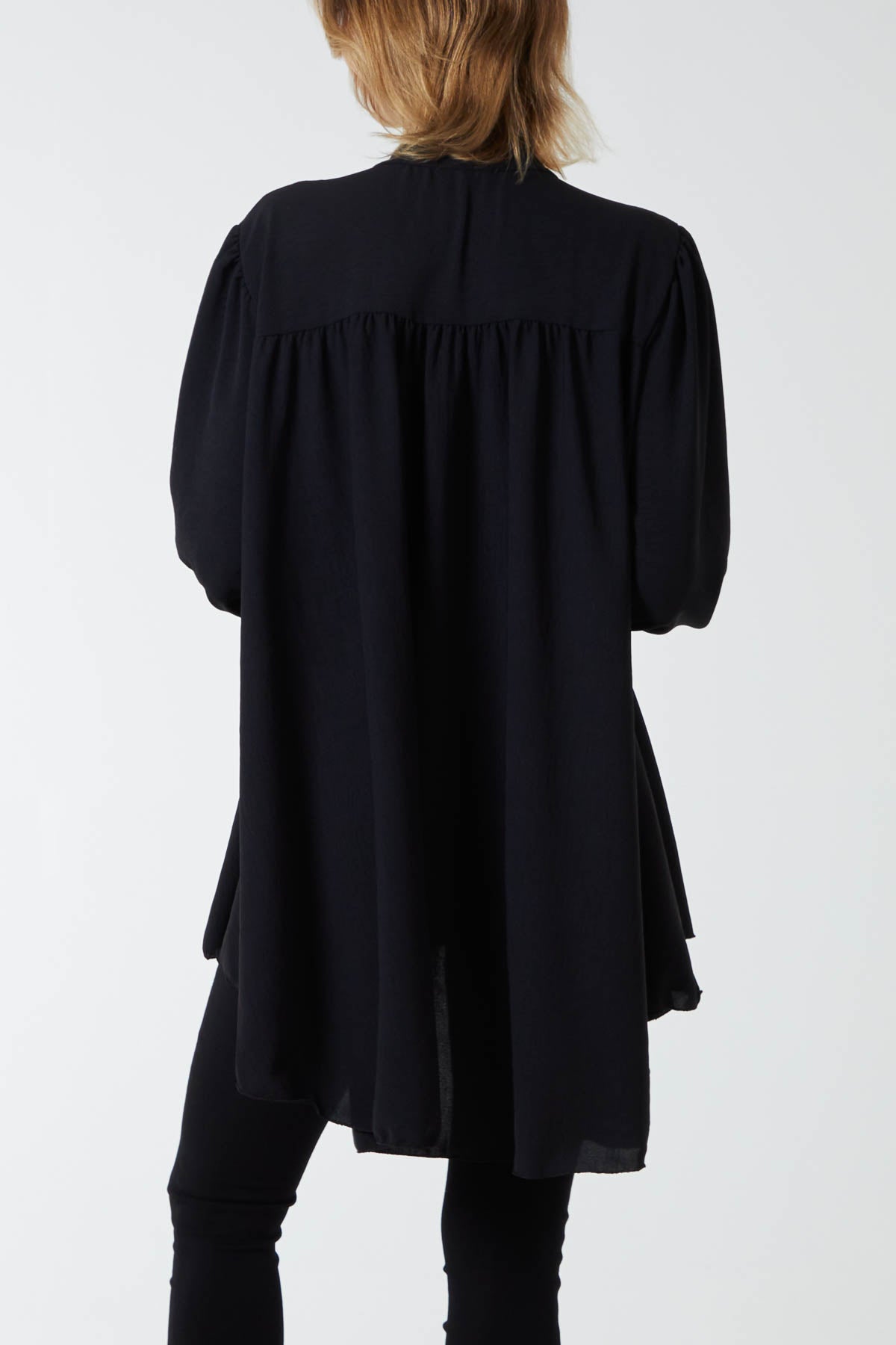 Oversized Pussy Bow Button Blouse