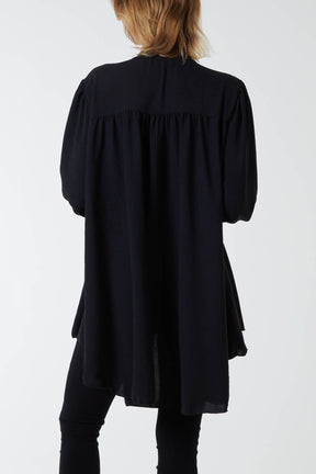 Oversized Pussy Bow Button Blouse