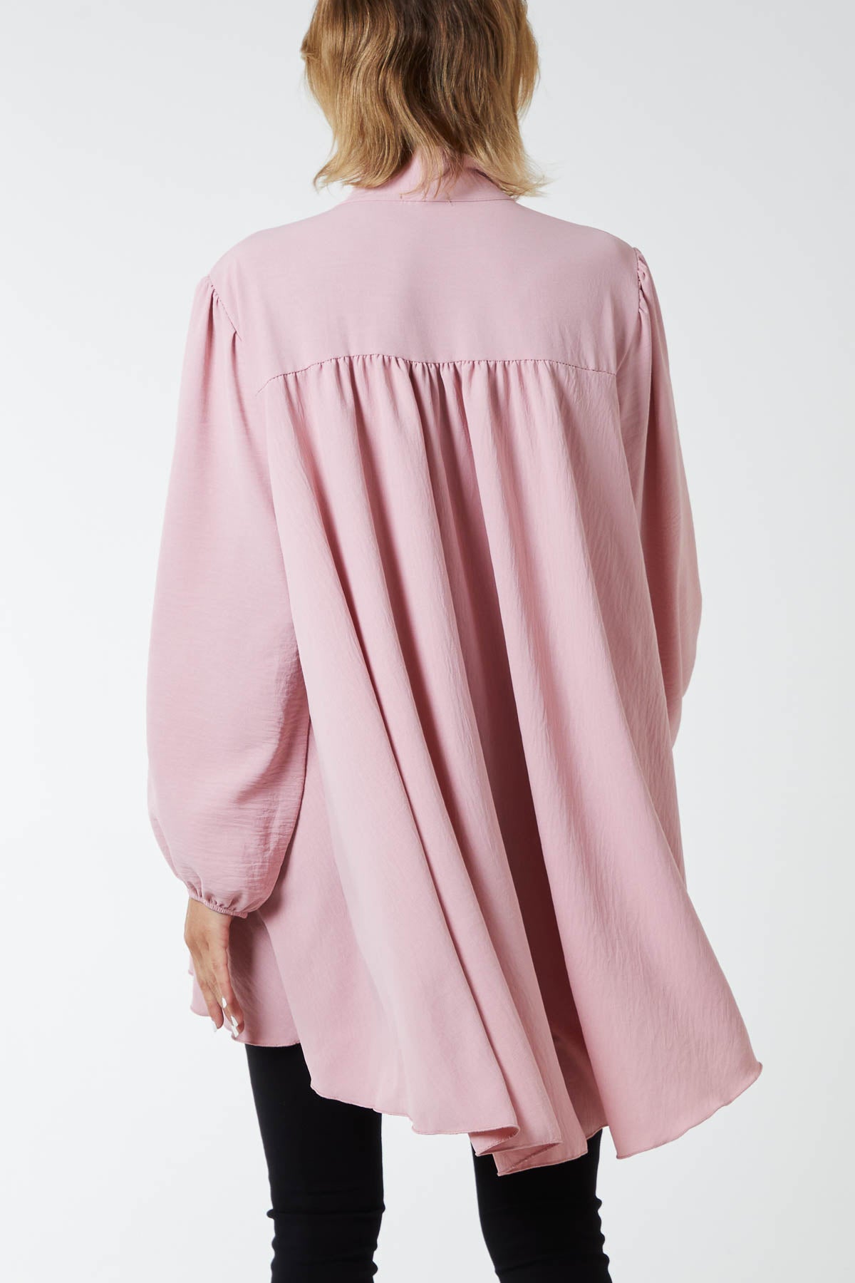 Oversized Pussy Bow Button Blouse
