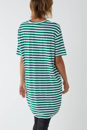 Nautical Stripe Pocket T-Shirt Dress