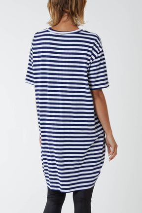 Nautical Stripe Pocket T-Shirt Dress