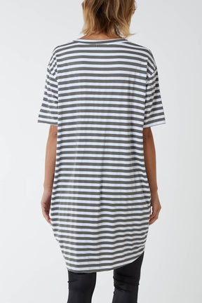 Nautical Stripe Pocket T-Shirt Dress