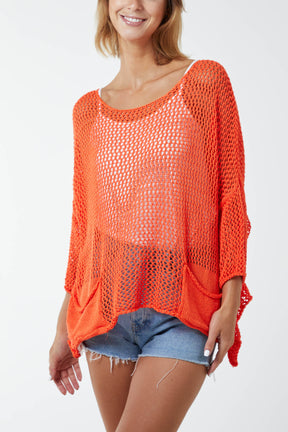 Two Pocket Crochet Blouse