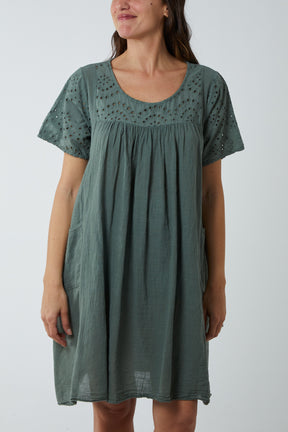 Broderie Anglaise Smock Dress