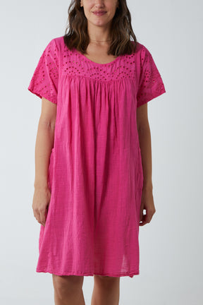 Broderie Anglaise Smock Dress