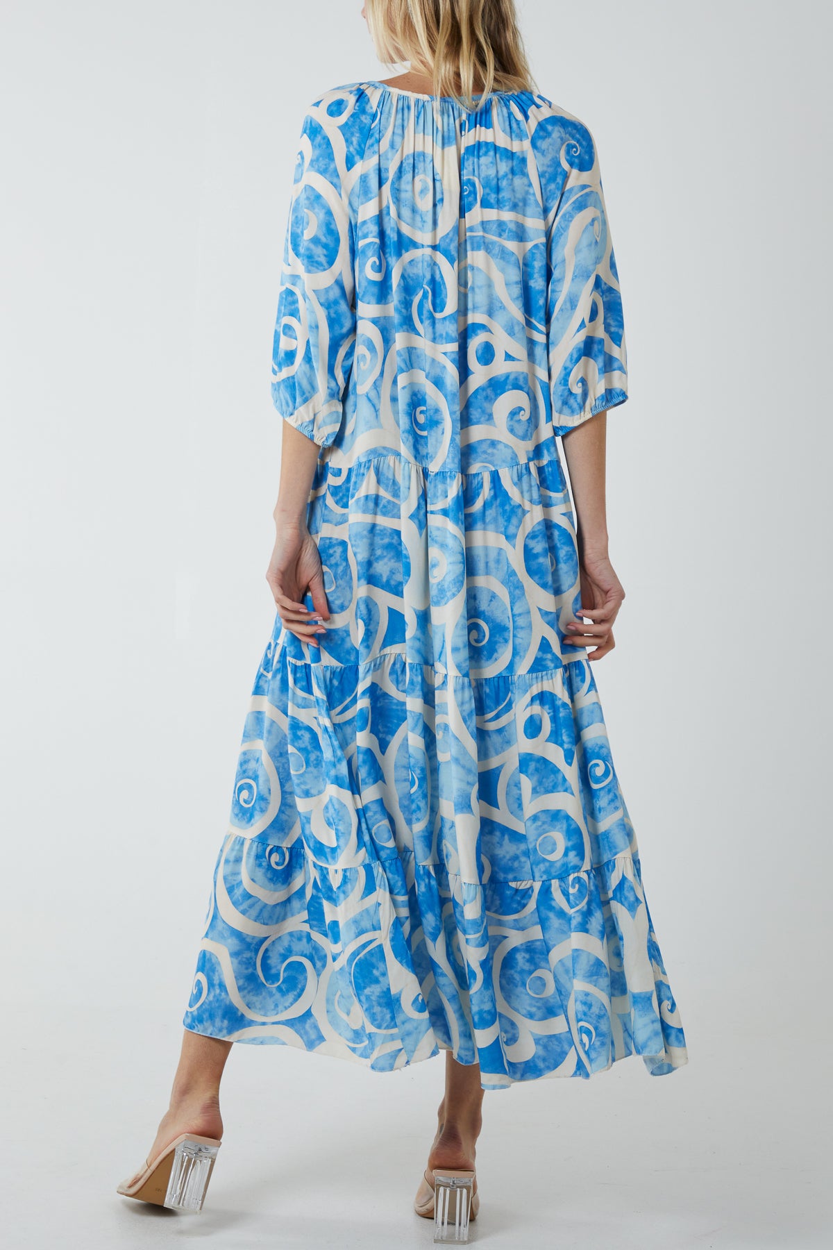 Swirl Tie Dye Tiered Maxi Dress