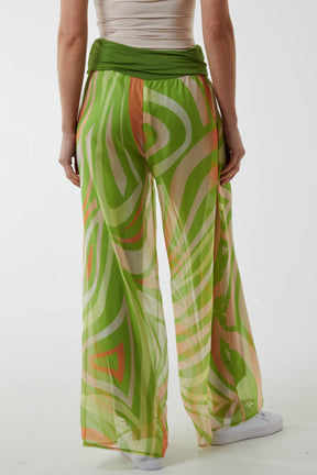 Abstract Print Wide Leg Culottes