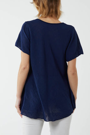 Round Neck Short Sleeve Cotton T-Shirt