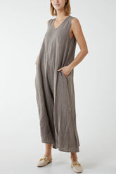 Linen Sleeveless Jumpsuit