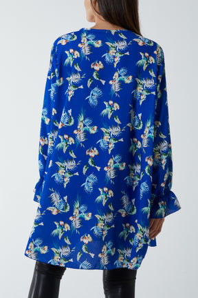 Floral Zip Neck Tunic Dress