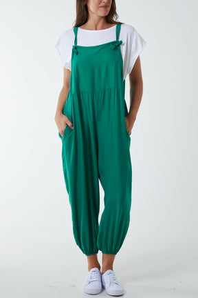 Pocket Crepe Satin Dungarees