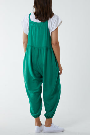 Pocket Crepe Satin Dungarees