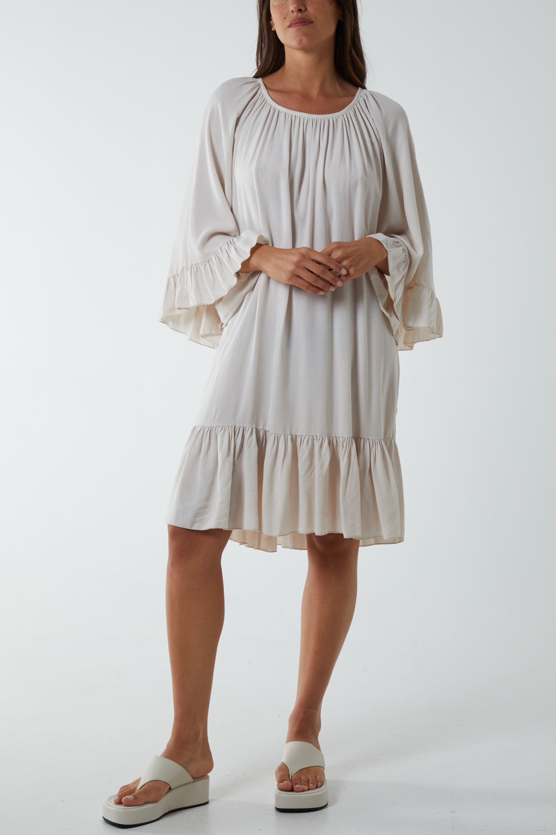 Tiered Tie Back Midi Dress