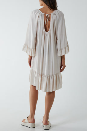 Tiered Tie Back Midi Dress